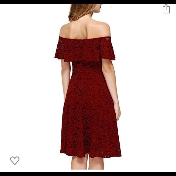 NEW DKBAYA RED FLORAL LACE OFF SHOULDER DRESS NWT - Picture 2 of 6